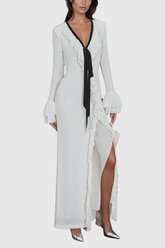 Aesara Fırfırlı Bağcıklı Maxi Elbise